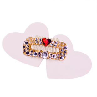 奥派派施华洛世奇钻华子满钻宠物发夹超闪狗狗BB夹马尔济斯约克夏