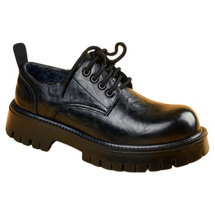 男鞋秋冬款2025新款休闲皮鞋男款冬天加绒年轻人大头鞋男生德比鞋