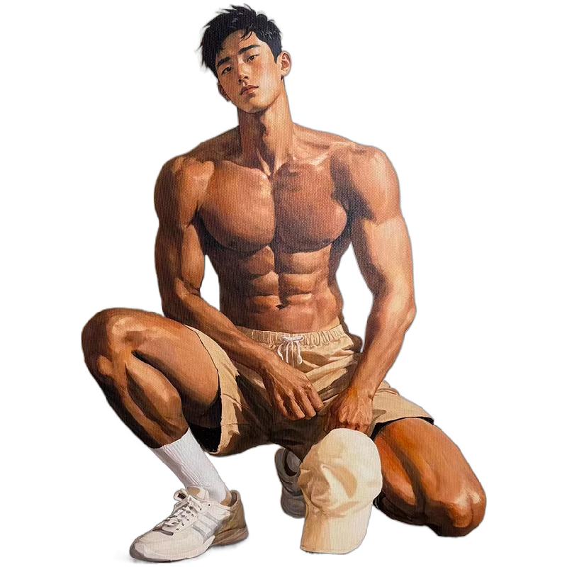 黑皮肌肉男少年装饰画挂画高清微喷油画卧室靠墙客厅卧室挂画