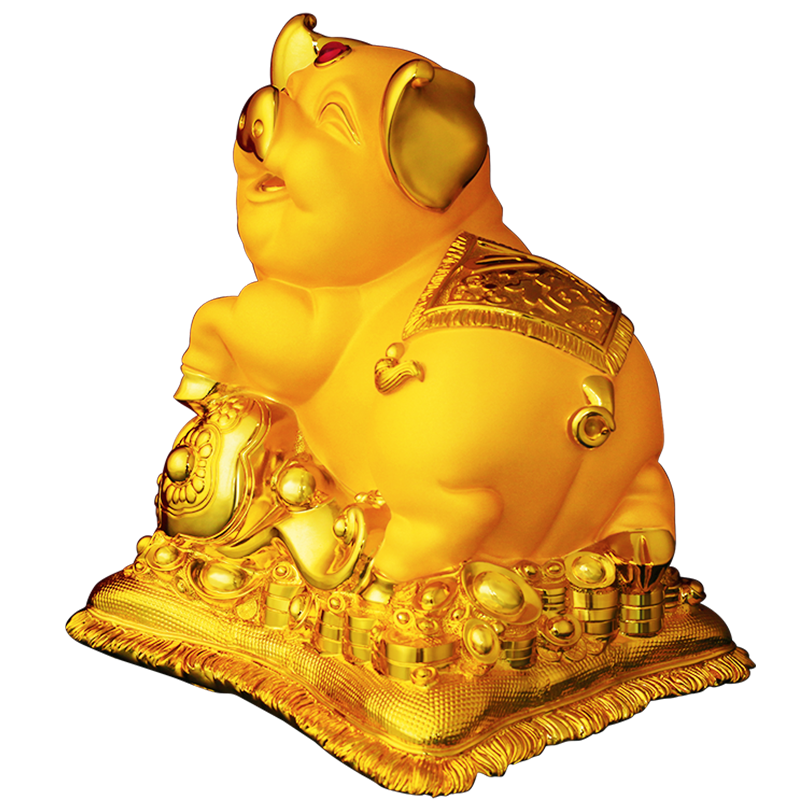 临都双喜存钱罐绒沙金色