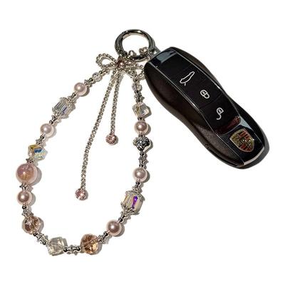 水钻蝴蝶结手机链珍珠水晶钥匙扣