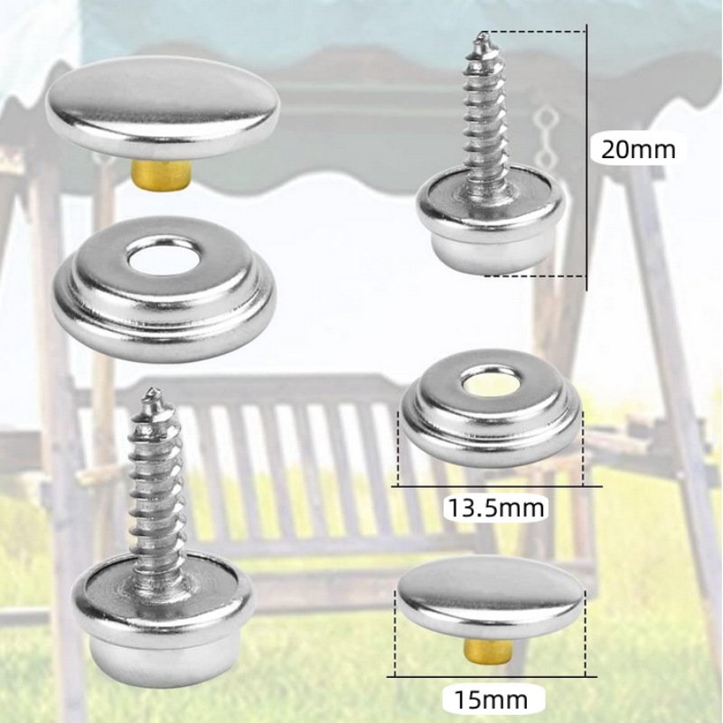 25/50套装螺丝大白扣袋装铜质船舶按扣扣船罩螺丝装饰不锈钢加
