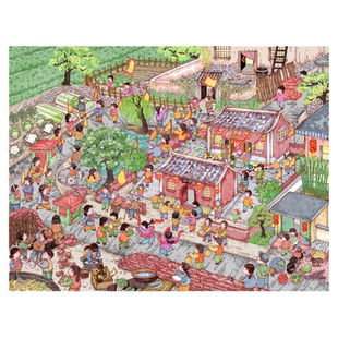 睡不着文创3.0系列造景贴纸庙会系列复古怀旧系列拜庙烧香微缩场景3d立体小屋贴画diy解压玩具女孩打发时间
