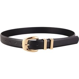 复古金属大金扣真皮腰带秋冬质感黑色宽皮带裤袋百搭配大衣裤子女