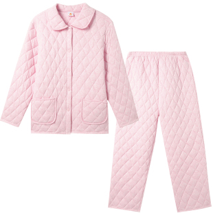 铜牛加厚暖棉翻领家居女套2026秋冬新款睡衣家居服女套装VJ148
