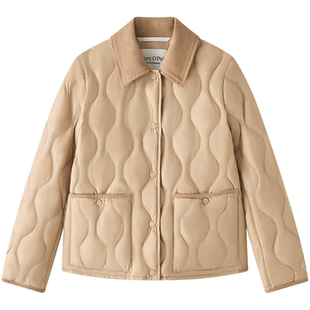 【白鹅绒】MOP25冬新款巴恩风轻盈灯芯绒巨好看翻领羽绒服外套女