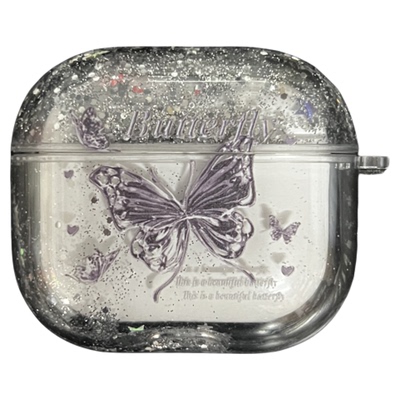 适用苹果耳机壳流沙蝴蝶