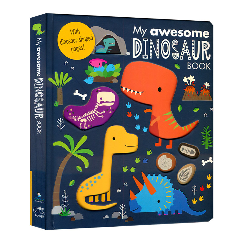 My Awesome Dinosaur Book 我的超级恐龙书 赠音频 纸板异形书 互动科普绘本 精美插图 趣味问答 儿童恐龙启蒙 英文原版进口图书