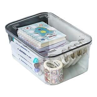 透明收纳盒翻盖亚克力桌面文具防尘长方形零食小杂物抽屉整理盒子