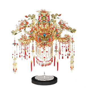 钢达凤冠霞帔手工diy金属拼装模型喜扇花轿十里红妆3d拼图立体女