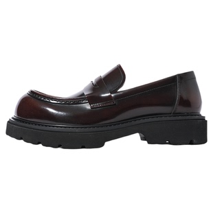 英伦复古真皮乐福鞋男老钱风厚底增高大头休闲一脚蹬通勤皮鞋男鞋