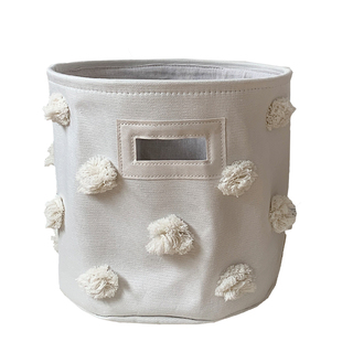 宝宝玩具收纳筐脏衣桶彩色毛球布艺收纳加厚三层零食儿童房杂物筐