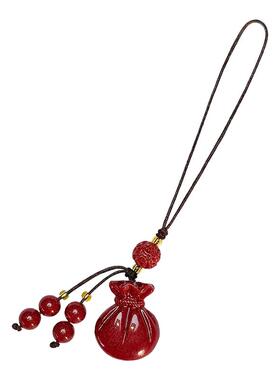 朱砂招财钱袋子手机链