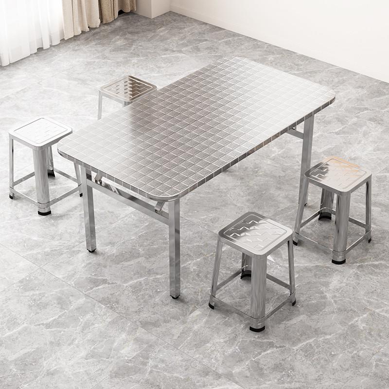 不锈钢餐桌可折叠夜市摆摊简易便携家用长方形正方形户外吃饭桌子