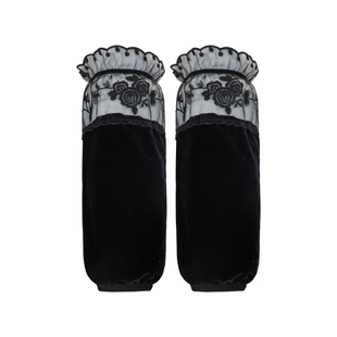 秋冬季加长款袖套女办公上班专用护袖蕾丝防脏耐磨套袖羽绒服手袖