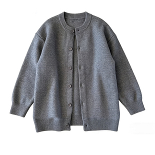 纯色简约流星复古灰高级感毛衣外套女秋冬韩系穿搭加厚外穿软糯衫