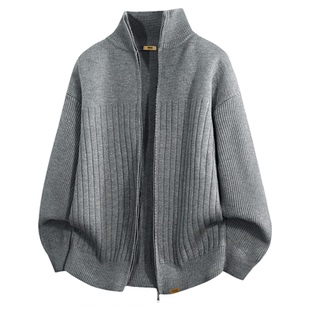 Jeep吉普立领针织开衫毛衣男2026春季新款夹克宽松拉链慵懒风外套