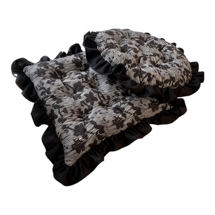 复古风法式坐垫抱枕腰靠圆方形花边黑色卧室沙发椅子凳高级轻奢