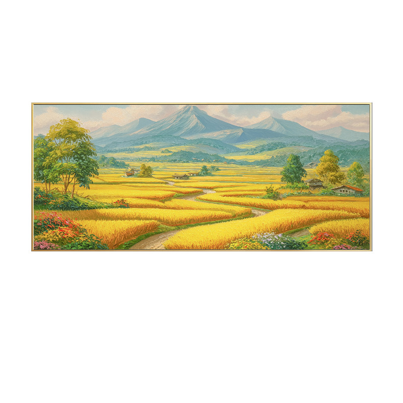 大芬村手绘新中式金色梯田油画