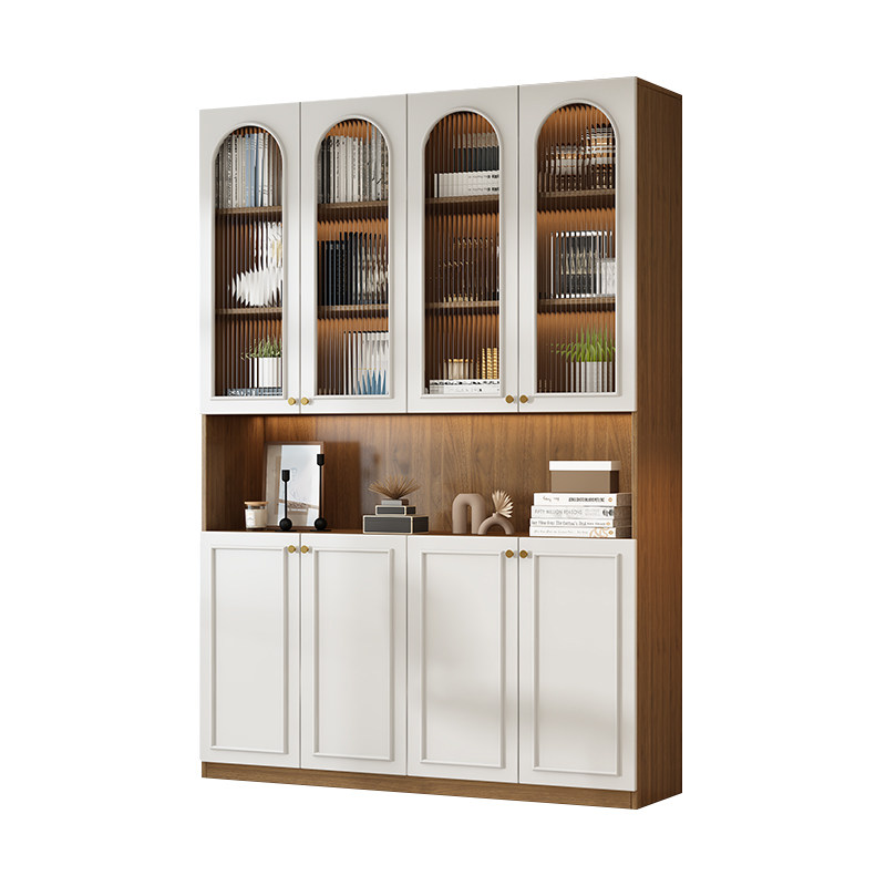 实木玻璃门轻奢书柜客厅展示柜