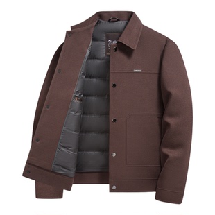 云蓬鸭绒-梦特娇男士冬季羽绒服莱赛尔面料衬衫式羽绒夹克外套男Z