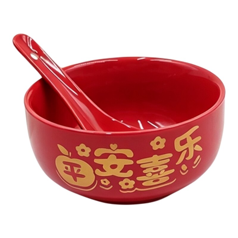 红色陶瓷喜碗婚庆乔迁礼品套装