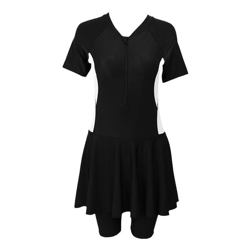 泳衣女款2024新连体保守大码连衣裙式冲浪服泡温泉游泳馆运动泳装