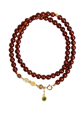 原创石榴石18K金时尚女两圈手串