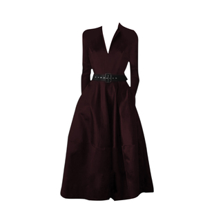 2025春秋轻熟V领时尚修身显瘦长袖连衣裙复古法式正式场合礼服裙