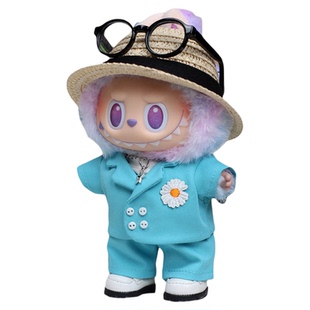 仅娃衣适用17cm权志龙拉布布娃衣GD同款搪胶labubu衣服薄荷绿西装