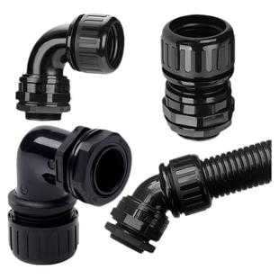 塑料波纹管防水弯头机器人旋转接头360度PUR聚氨高柔性软管外螺纹