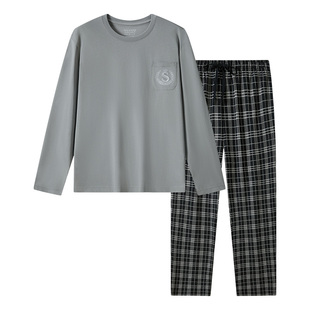 SCHIESSER舒雅男士纯棉上衣亲肤柔软透气睡衣家居服套装25447H