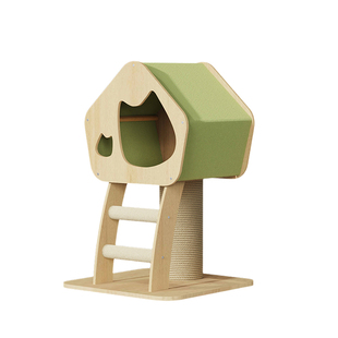 猫爬架猫窝一体四季通用小型不占地实木树屋家用猫架子剑麻猫抓柱
