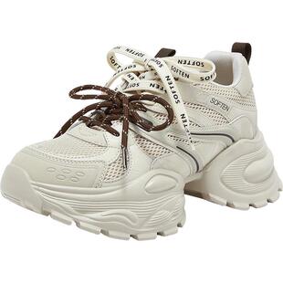 百思图2026春季商场新款网面透气银色老爹鞋女运动休闲鞋G0885AM6