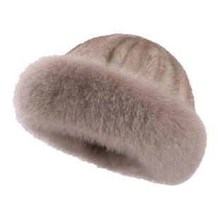 新款水貂皮草帽子女冬天狐狸边保暖帽子狐狸毛帽檐公主帽貂皮帽子