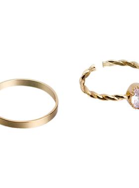 金色高级感时尚日式轻奢锆石戒指