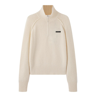 艾诺丝国内代购2025冬季新款羊毛翻领半拉链立领针织衫女AR804153