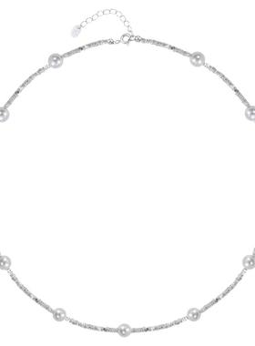 闪闪动人珍珠项链保色碎银子首饰贝珠锁骨链晚宴礼服婚礼配饰送人