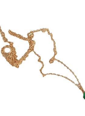 祖母绿水晶锆石复古纯银短项链