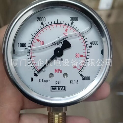 威卡压力表表径100mm压力范围0400bar40MPA轴向法兰三孔边