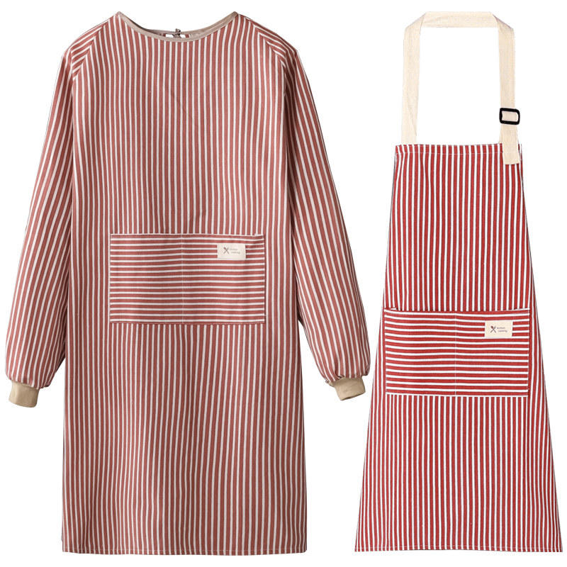 棉布长袖围裙女家用厨房2025新款网红罩衣工作服男女秋冬做饭餐饮