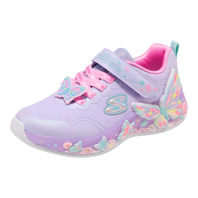 Skechers斯凯奇儿童闪灯鞋女童甜美可爱童鞋蝴蝶装饰休闲运动鞋