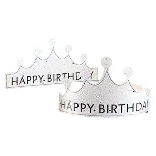 网红新款磨砂银色可折叠生日帽子小孩儿童周岁派对皇冠帽大人头饰