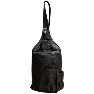 HANMIIS新款 头层牛皮真皮男包男士胸包休闲包单肩包斜挎包骑行包