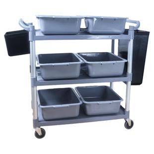 三层塑料收餐车酒店送餐车饭店商用手推车餐厅移动上菜车酒水车