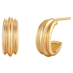 sanswood森吾《沙洲》复古磨砂耳钉简约通勤高级沙粒感耳环 金/银