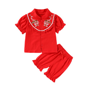 女宝宝1一2周岁宴礼服夏季婴儿百天宴衣服夏装薄款喜庆新中式套装