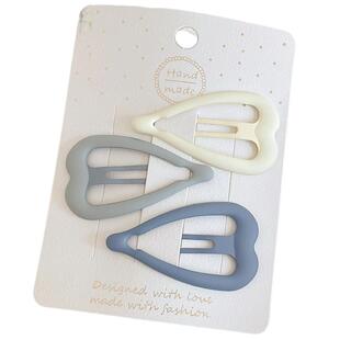 奶油蓝磨砂星星一字发夹女儿童侧边刘海夹子头饰碎发bb夹前额发卡