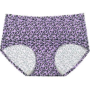 INNEME/挚我豹纹性感内裤紫色内裤女中腰粉色无痕抗菌巨丝滑内裤