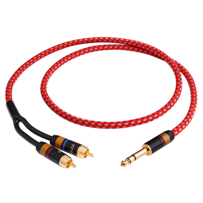 YYTCG双莲花大三芯一分二音频线